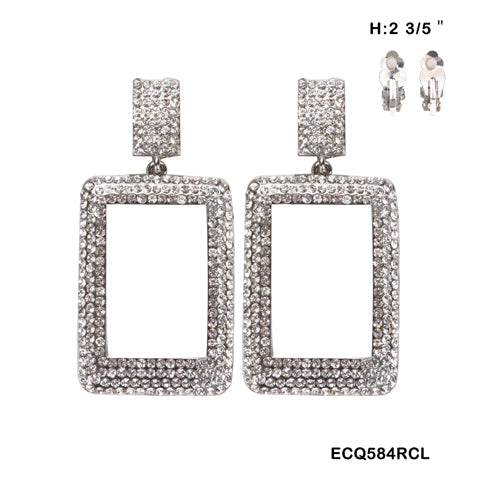 Fashion Rectangle Drop Clip-On Earrings #ECQ584 - Multiple Colors (PC)