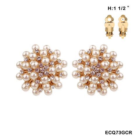Fashion Pearl Design Clip-On Earrings #ECQ73GCR Gold (PC)