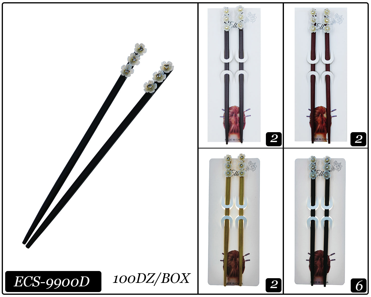 Fashion Hair Chop Sticks Accessories #ECS9900D (12PC)