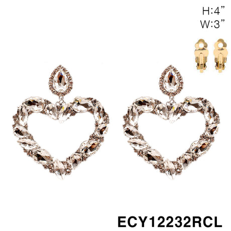 Fashion Heart Drop Clip-On Earrings #ECY12232 - Multiple Colors (PC)