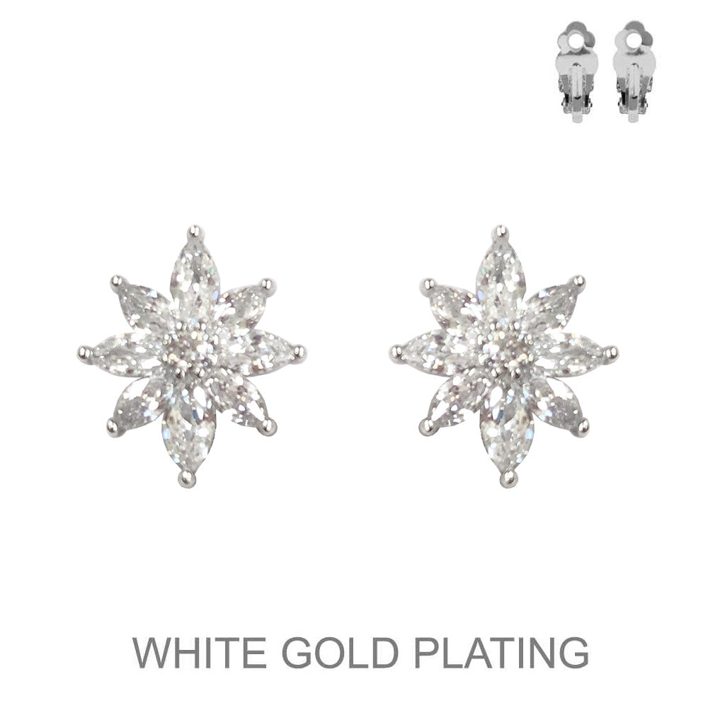 Fashion Stone Clip-On Star Earrings #ECZC1461R Silver (PC)