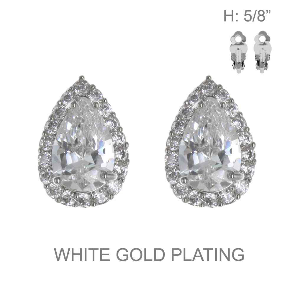 Fashion Stone Clip-On Earrings #ECZC1480 - Multiple Colors (PC)