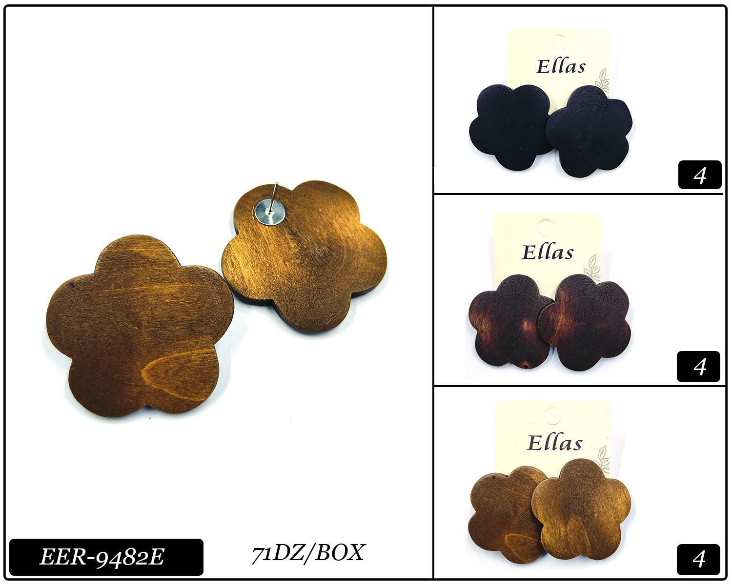 Design Wood Earrings by the Dozen #EER9482E (12PC)