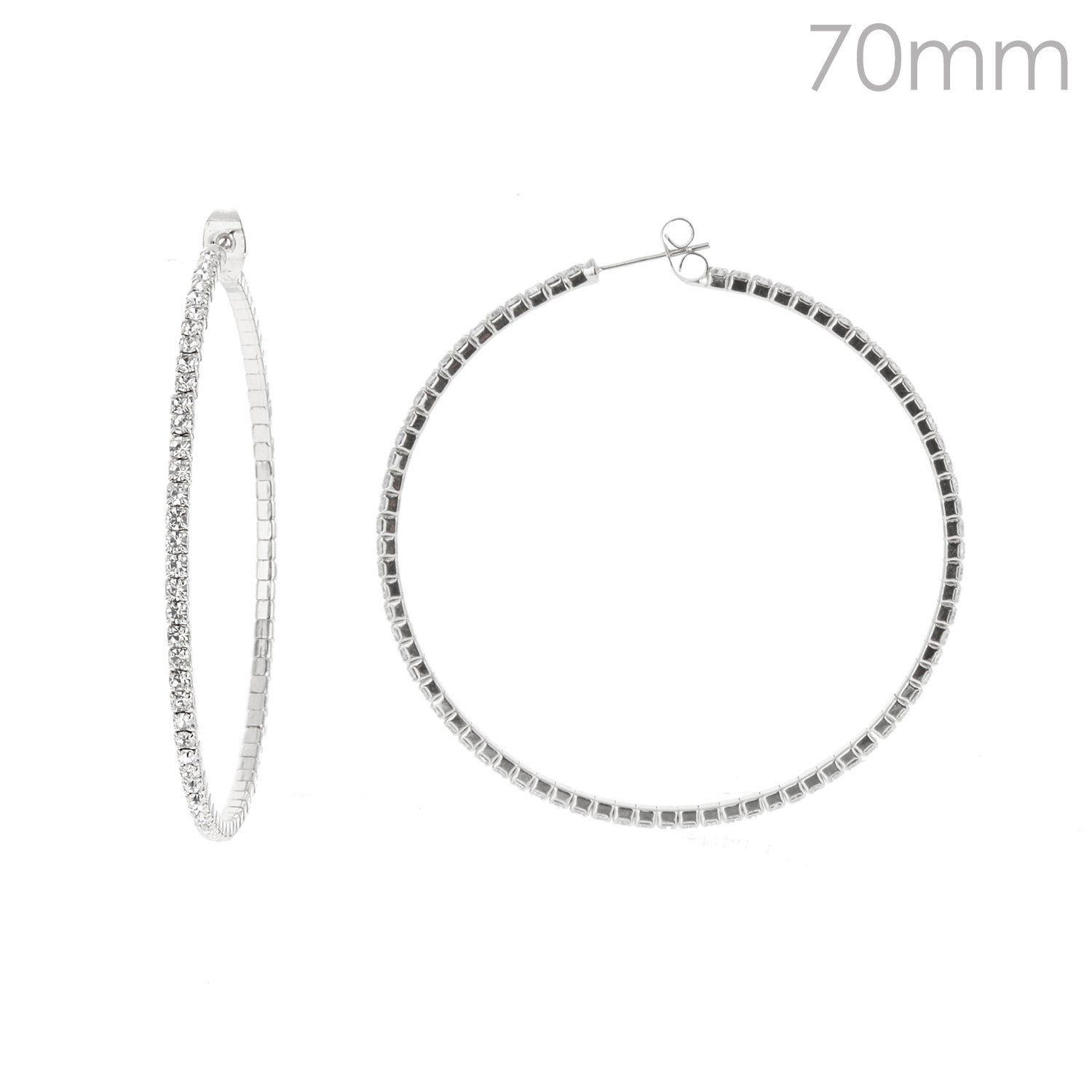 Fashion Rhinestone Hoop Earrings #EH2348S - Silver (PC)