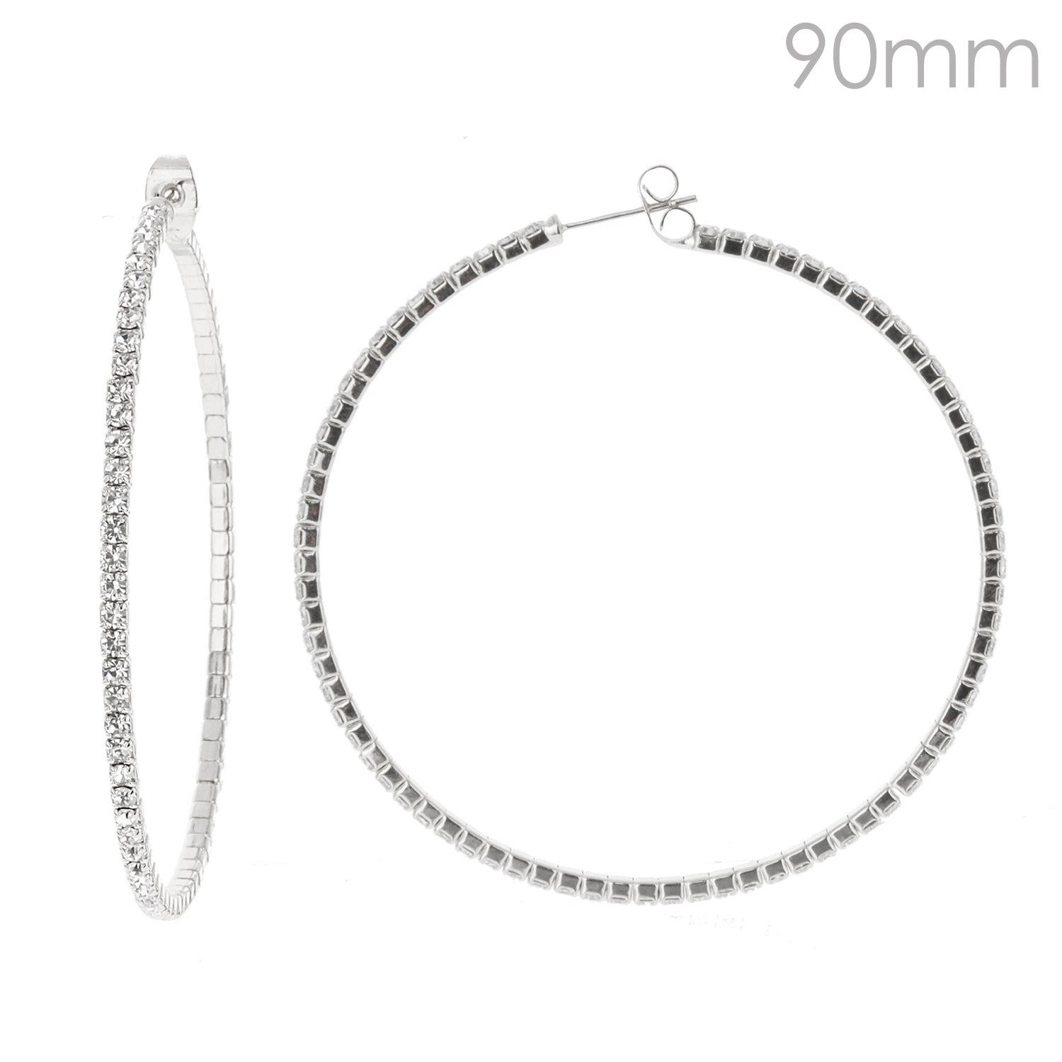 Fashion Rhinestone Hoop Earrings #EH2349S - Silver (PC)