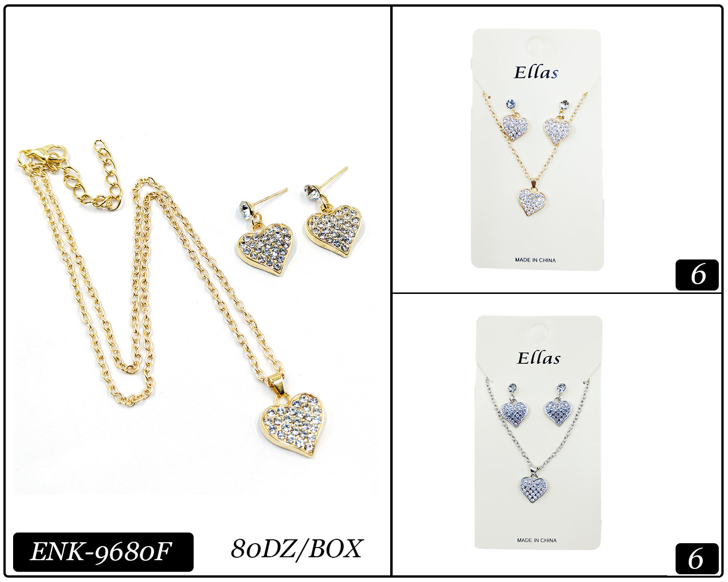 Design Necklace & Earrings Set #ENK9680F (12PC)