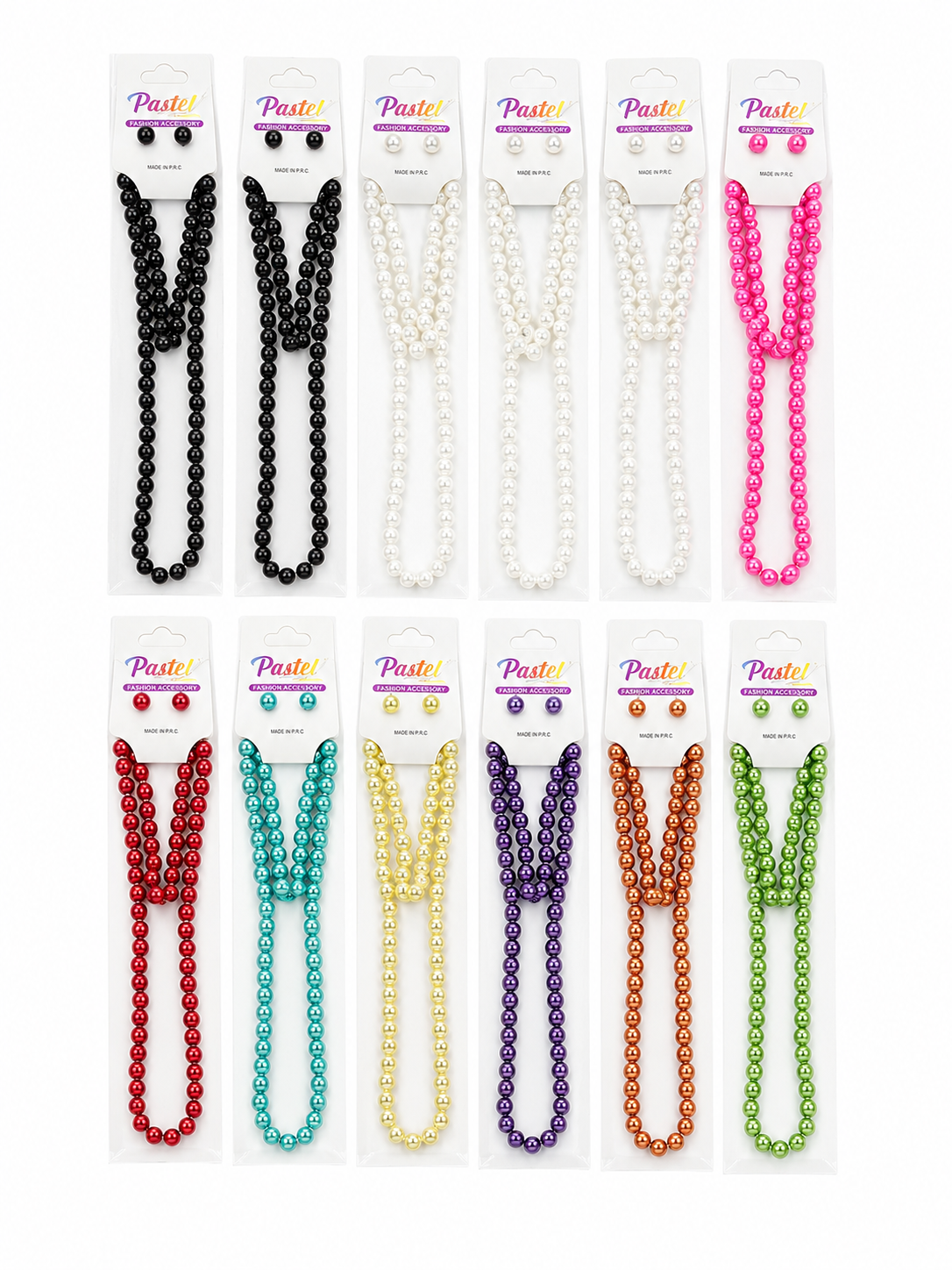 Fashion Thin Pearl Dozen Necklace Set #ENNE993B (12PC)