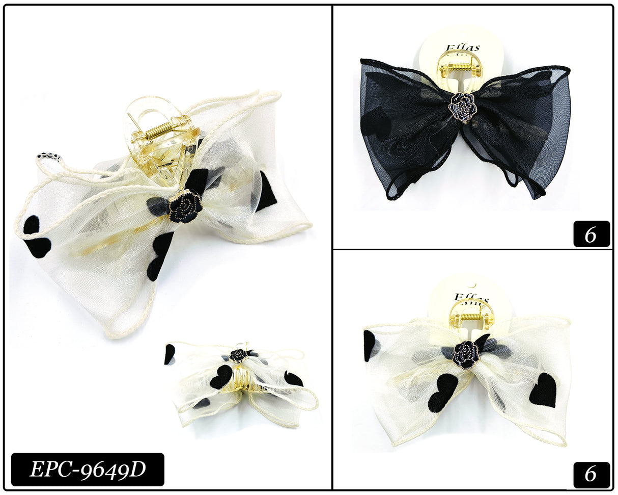 Fashion Claw Clip W/ Bow #EPC9649D (12PC)