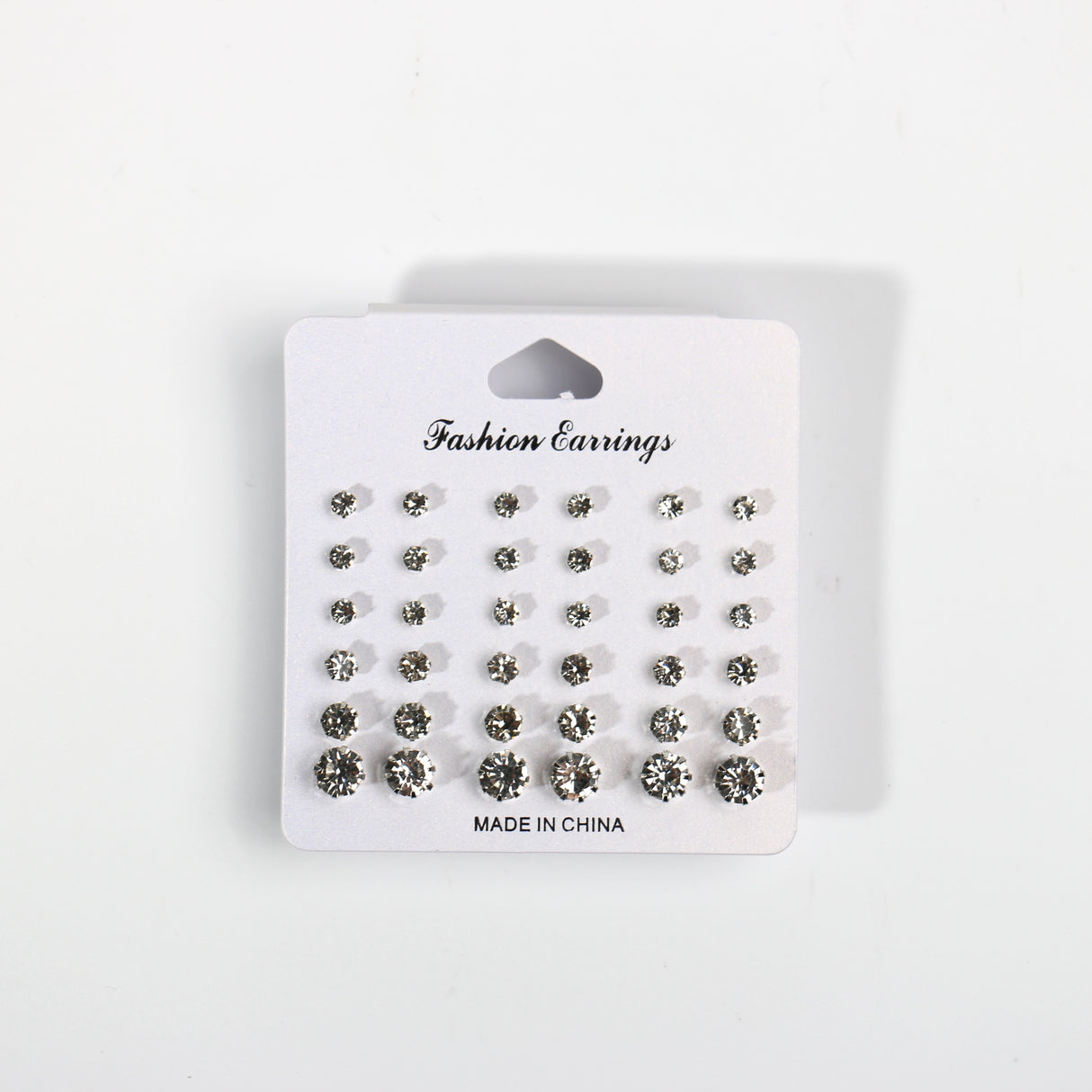 Rhinestone Stud Earrings by the Dozen #ERRST101SV - Silver (12PC)