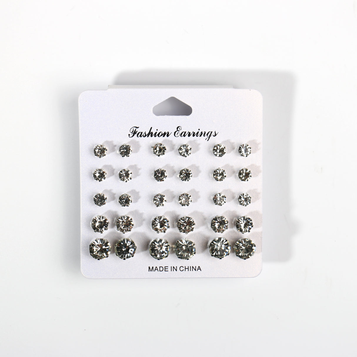 Rhinestone Stud Earrings by the Dozen #ERRST102SV - Silver (12PC)