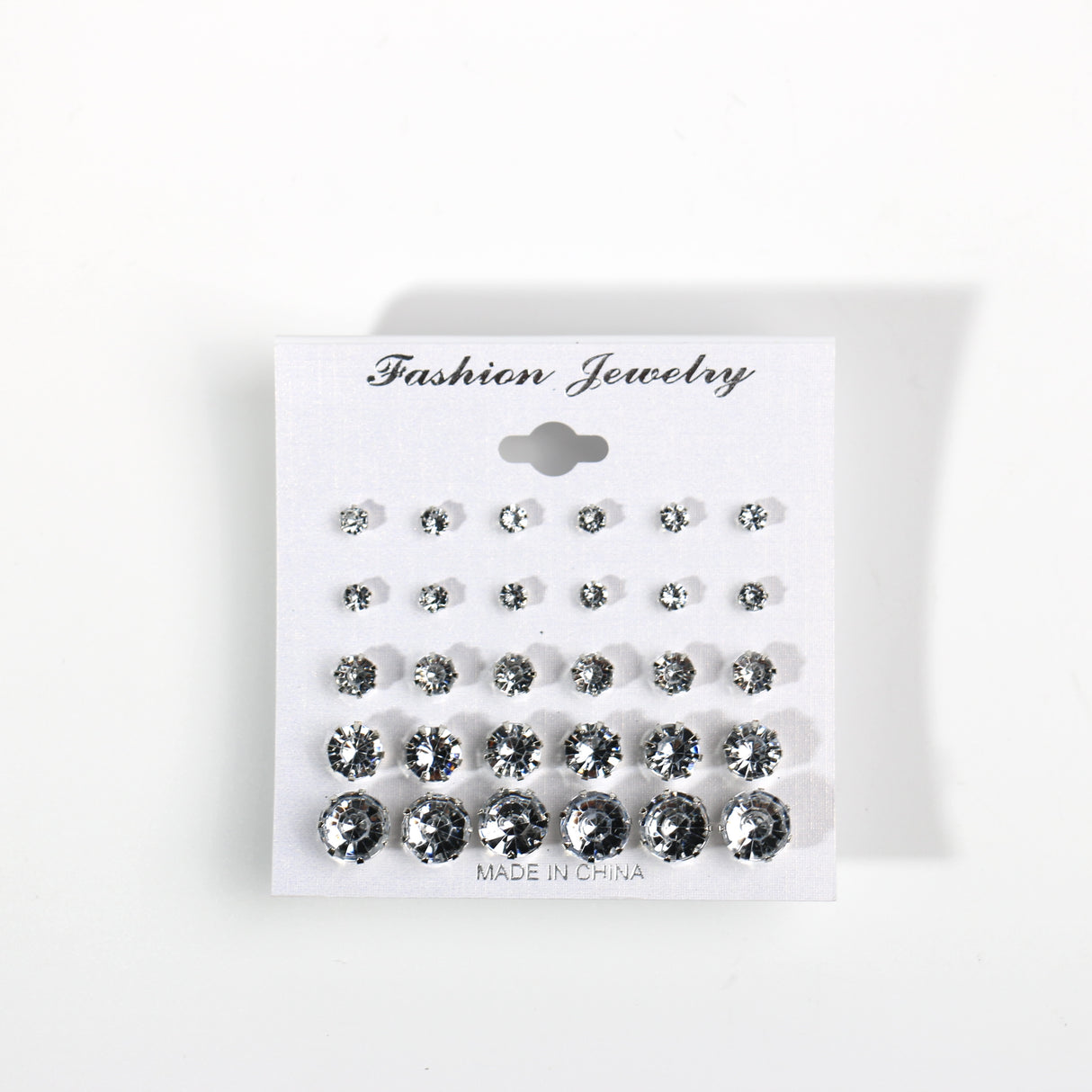 Rhinestone Stud Earrings by the Dozen #ERRST103SV - Silver (12PC)
