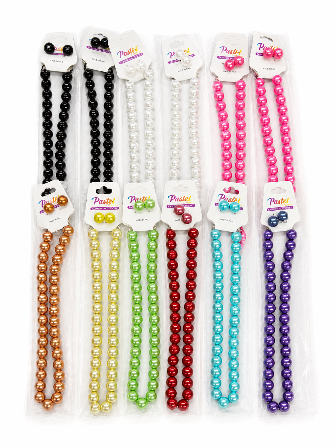 Fashion Thick Pearl Dozen Necklace Set #ETNE0104B (12PC)