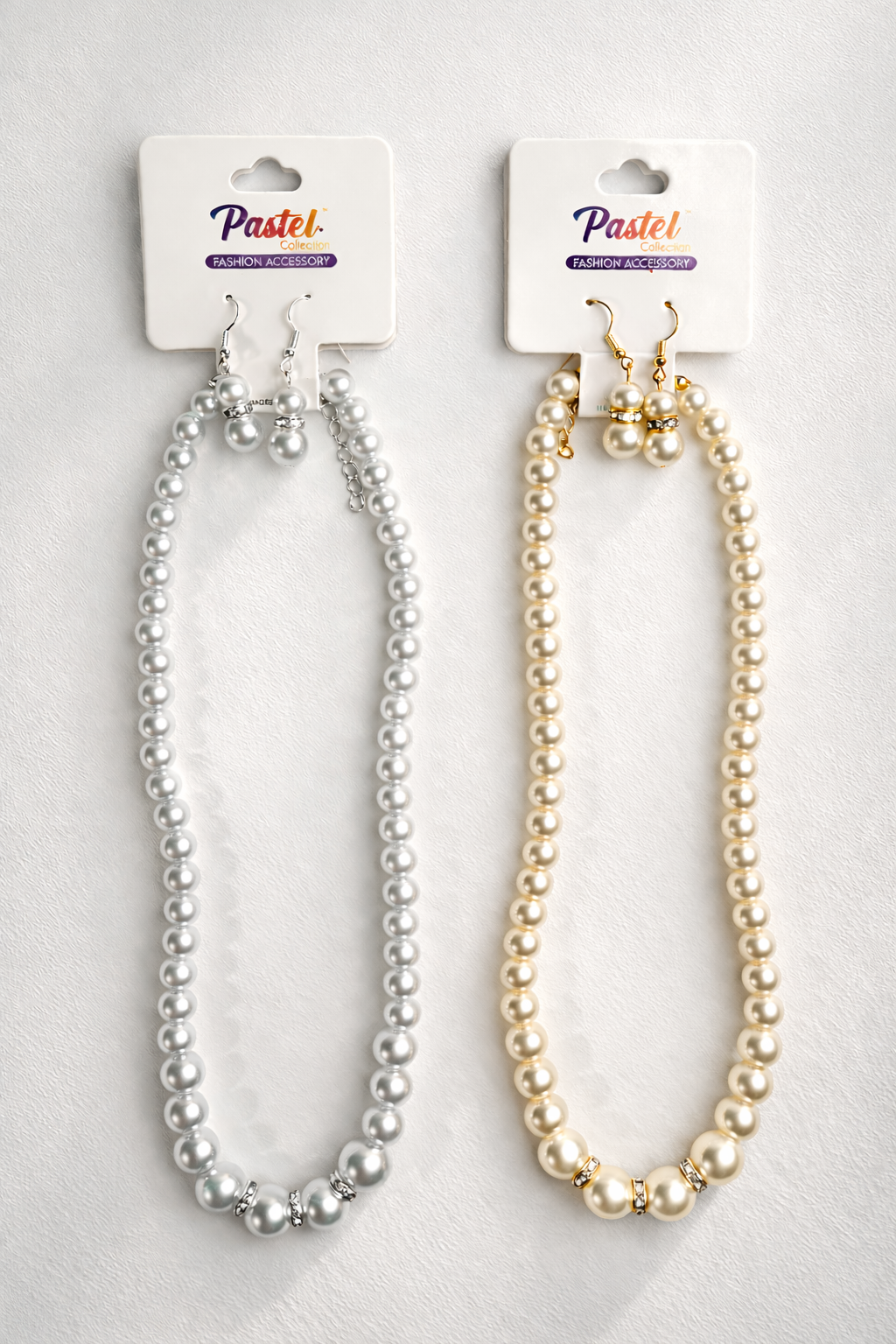 Fashion Pearl Necklace Set #ENTE0988 White/Cream (12PC)