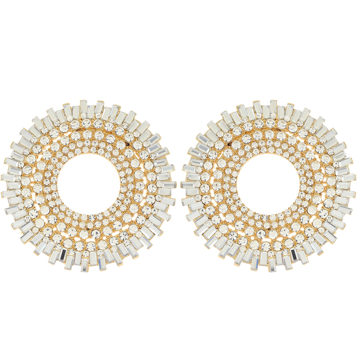 Fashion Rhinestone Statement Earrings #EY12017GCL - Gold (PC)
