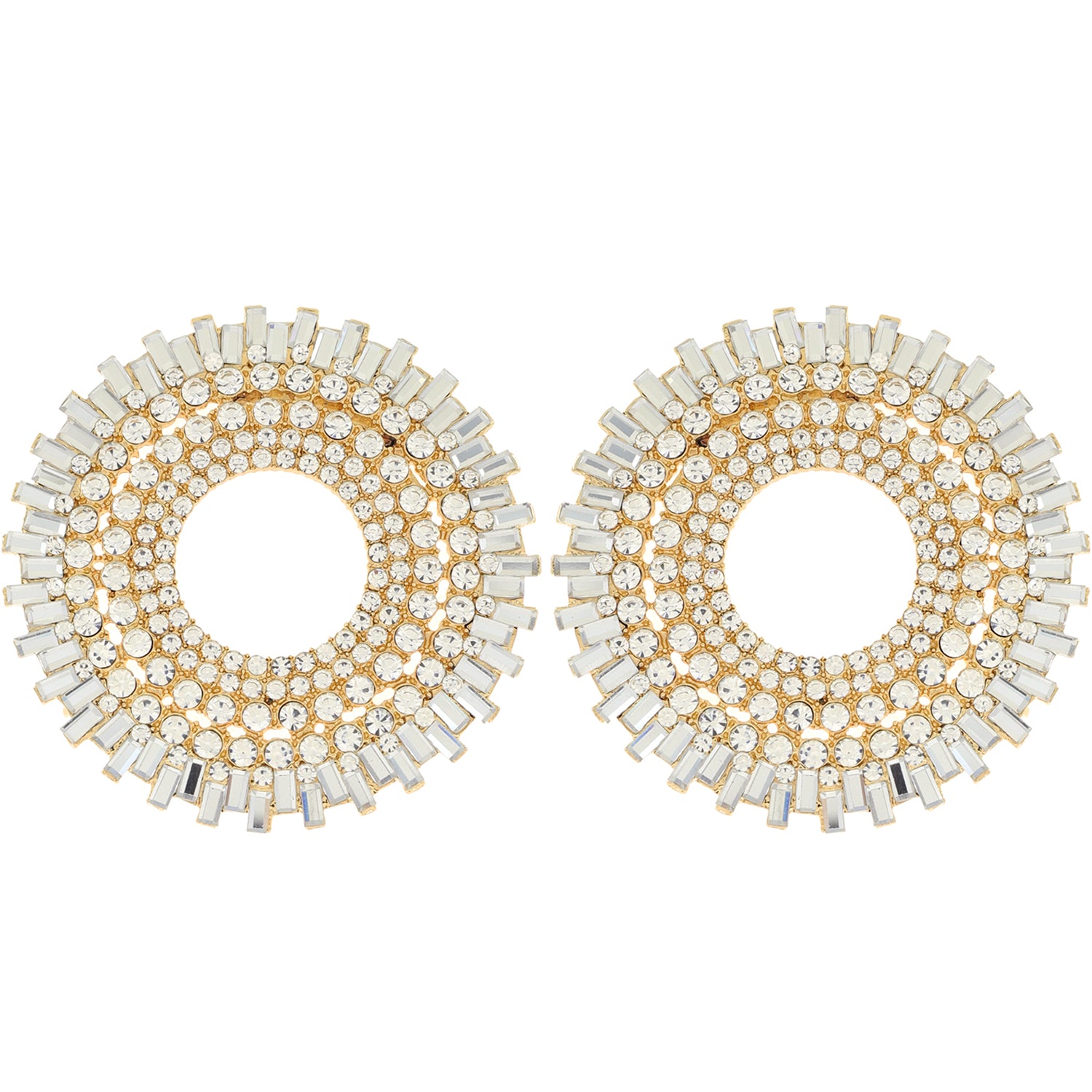 Fashion Rhinestone Statement Earrings #EY12017GCL - Gold (PC)