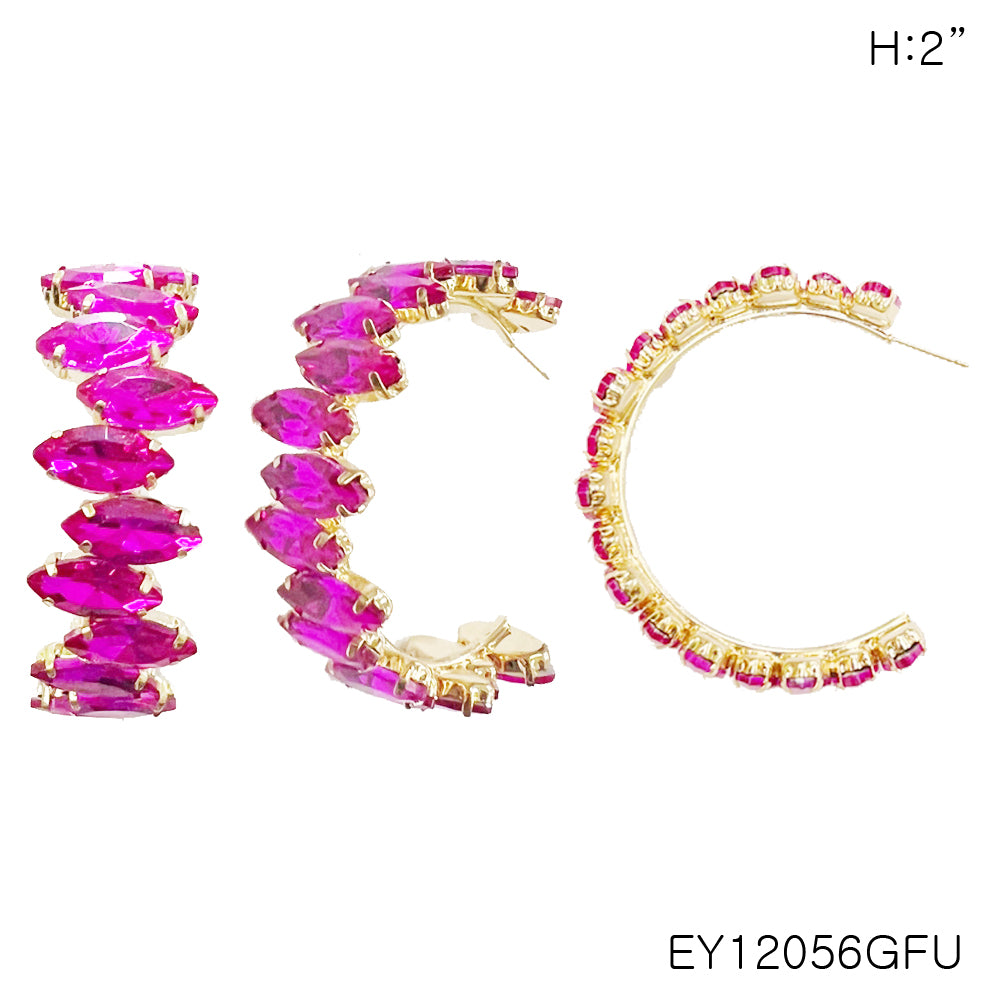 Fashion Gemstone Earrings #EY12056GFU - Fuchsia (PC)