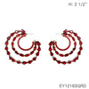 Fashion Gemstone Earrings #EY12163GRD - Red (PC)