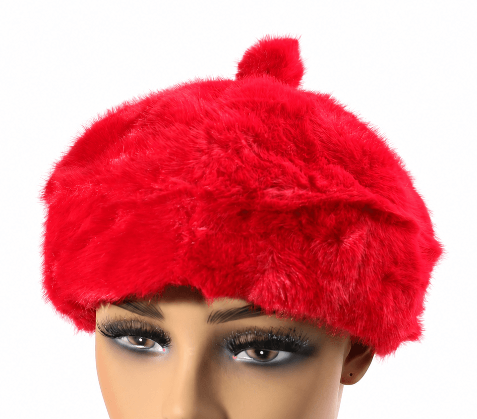 Faux Fur Beret #FRBR-001RD (PC)