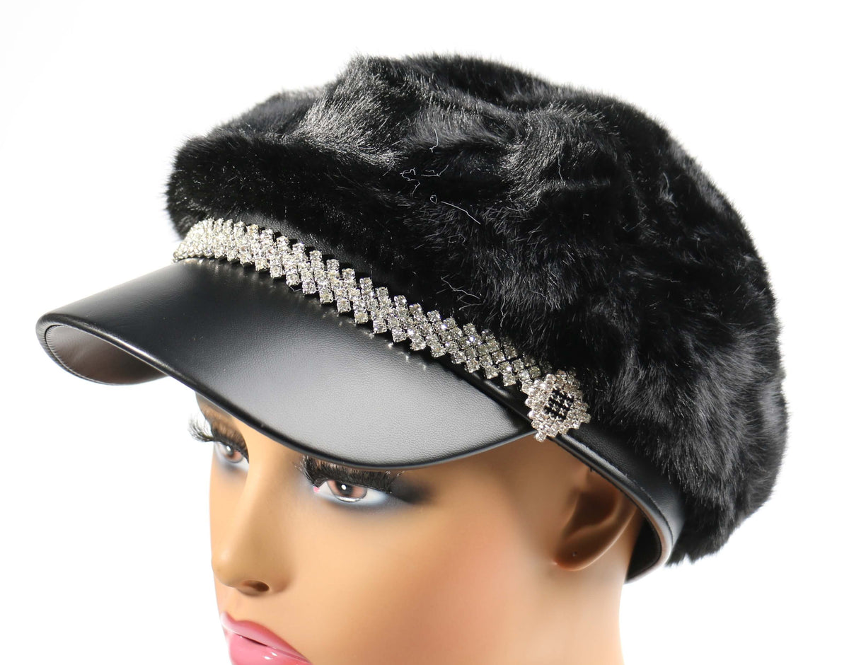 Faux Fur Cadet Chain Cap #FRCD-003BK (PC)