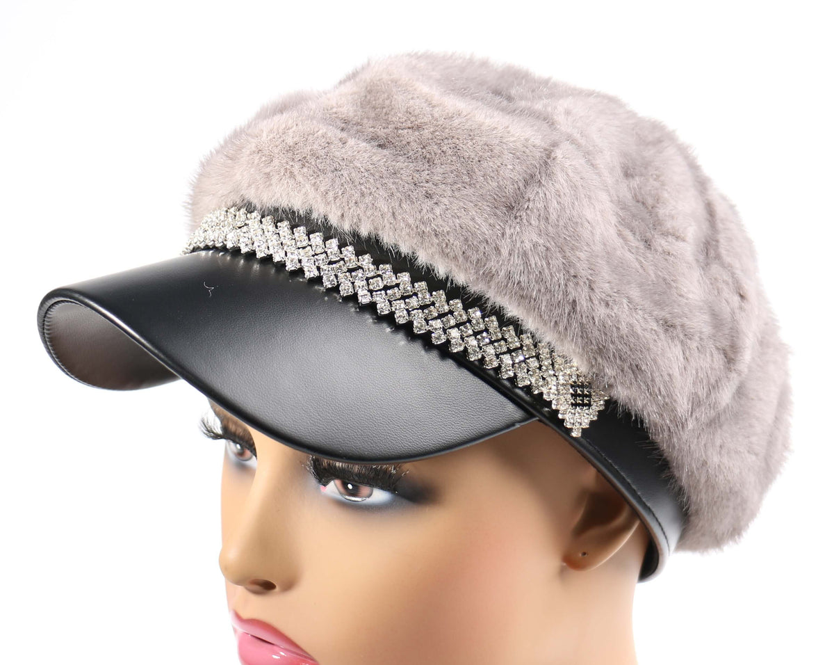 Faux Fur Cadet Chain Cap #FRCD-003GY (PC)