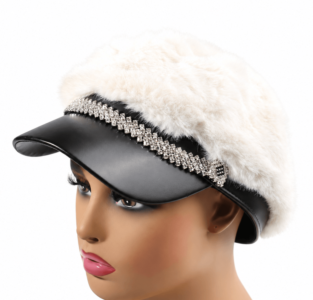 Faux Fur Cadet Chain Cap #FRCD-003WH (PC)