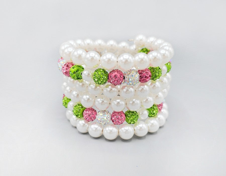 Fashion Pearl Coil Bracelet #GB6052 - Multiple Colors (PC)