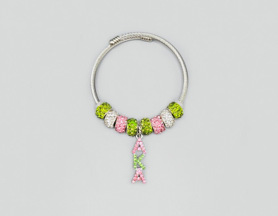 Fashion Sorority Pink & Green Charm Bracelet #GB6083 (PC)