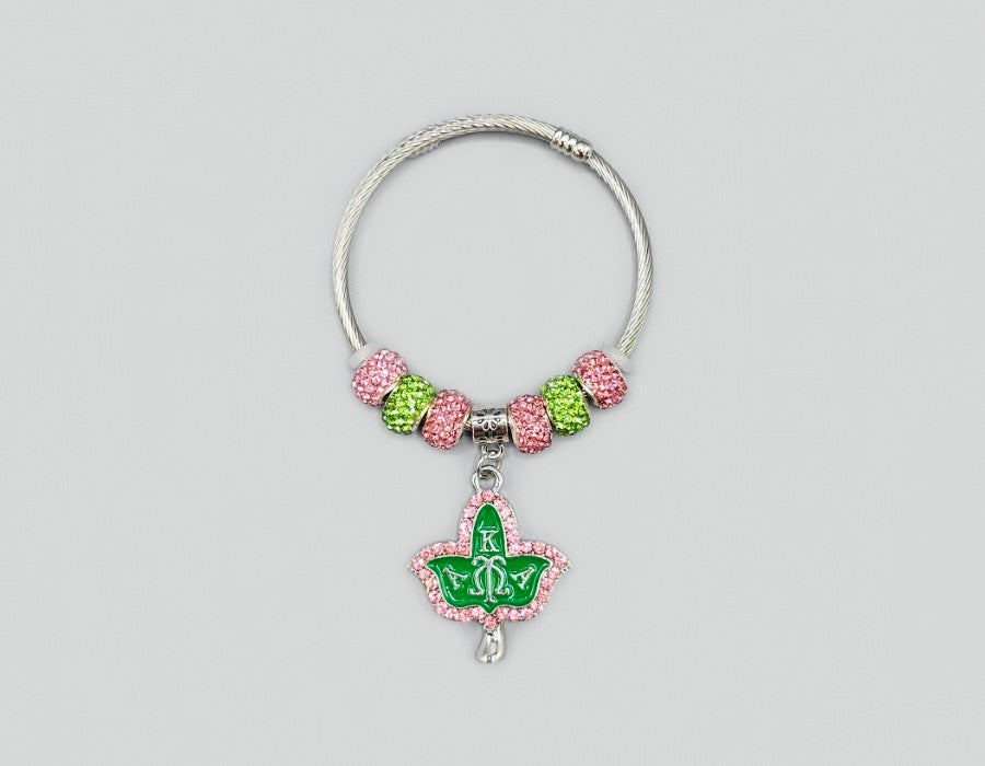 Fashion Sorority Pink & Green Charm Bracelet #GB6084 (PC)