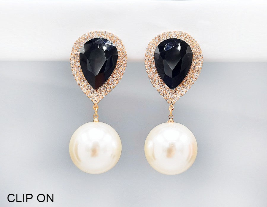 Fashion Teardrop Crystal Clip-On Earrings #GE2506 - Multiple Colors (PC)