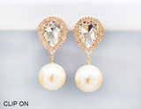 Fashion Teardrop Crystal Clip-On Earrings #GE2506 - Multiple Colors (PC)