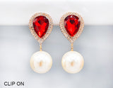 Fashion Teardrop Crystal Clip-On Earrings #GE2506 - Multiple Colors (PC)
