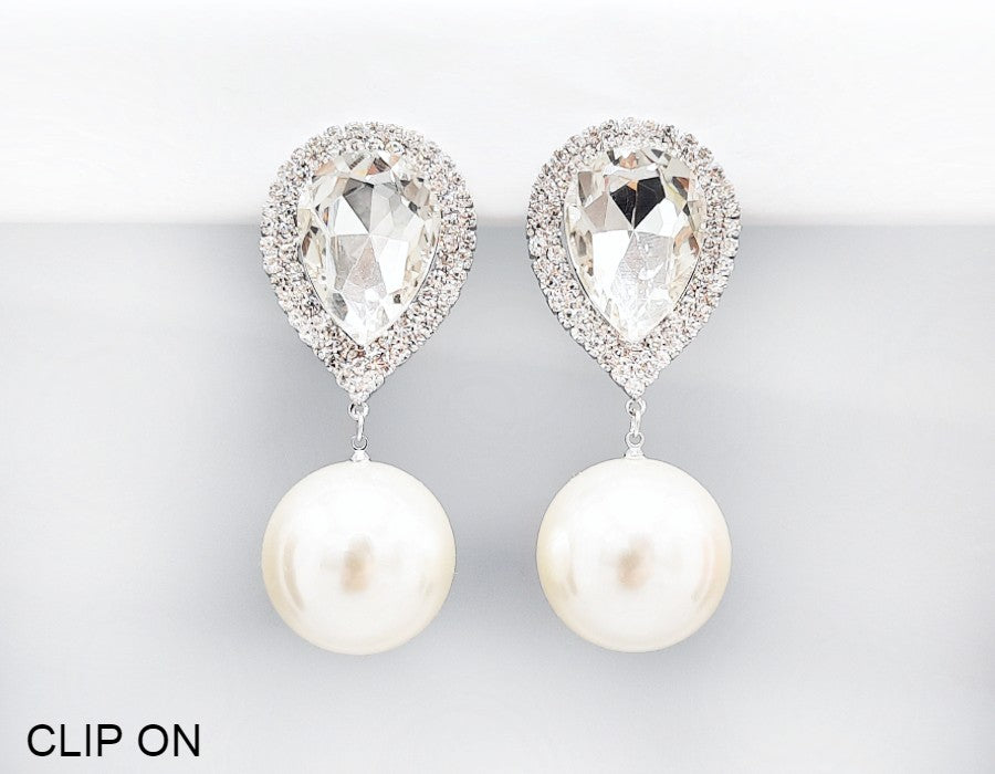 Fashion Teardrop Crystal Clip-On Earrings #GE2506 - Multiple Colors (PC)