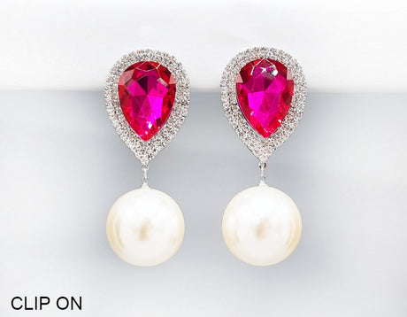 Fashion Teardrop Crystal Clip-On Earrings #GE2506 - Multiple Colors (PC)