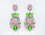 Fashion Drop Earrings #GE2513PKGRN - Pink & Green (PC)