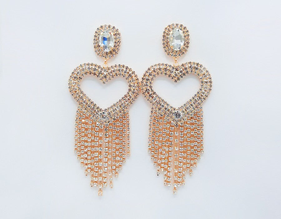 Fashion Heart Fringe Earrings #GE2535 - Multiple Colors (PC)