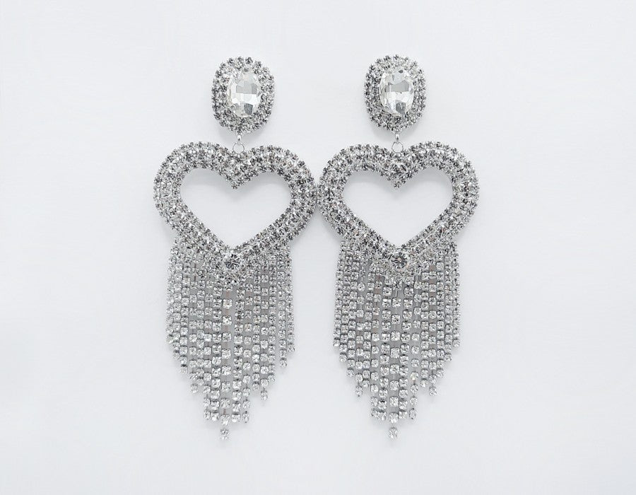 Fashion Heart Fringe Earrings #GE2535 - Multiple Colors (PC)