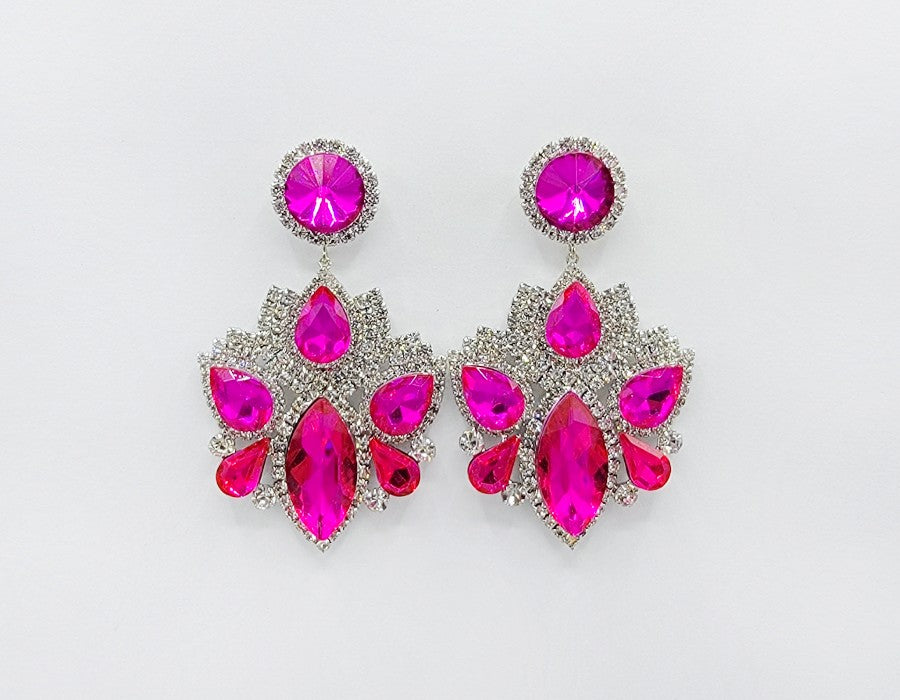 Fashion Rhinestone Earrings #GE2605FUC - Fuchsia (PC)