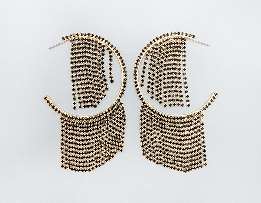Fashion Rhinestone Earrings #GE2622BK (PC)