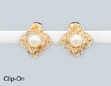 Fashion Pearl Flower Clip-On Earrings #GE2742 - Multiple Colors (PC)