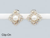Fashion Pearl Flower Clip-On Earrings #GE2742 - Multiple Colors (PC)