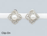 Fashion Pearl Flower Clip-On Earrings #GE2742 - Multiple Colors (PC)