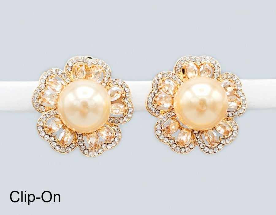 Fashion Statement Flower Clip-On Earrings #GE2743 - Multiple Colors (PC)