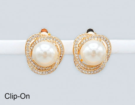 Fashion Twist Pearl Clip-On Earrings #GE2745 - Multiple Colors (PC)