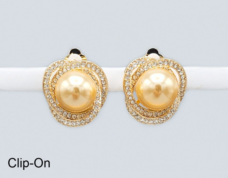 Fashion Twist Pearl Clip-On Earrings #GE2745 - Multiple Colors (PC)
