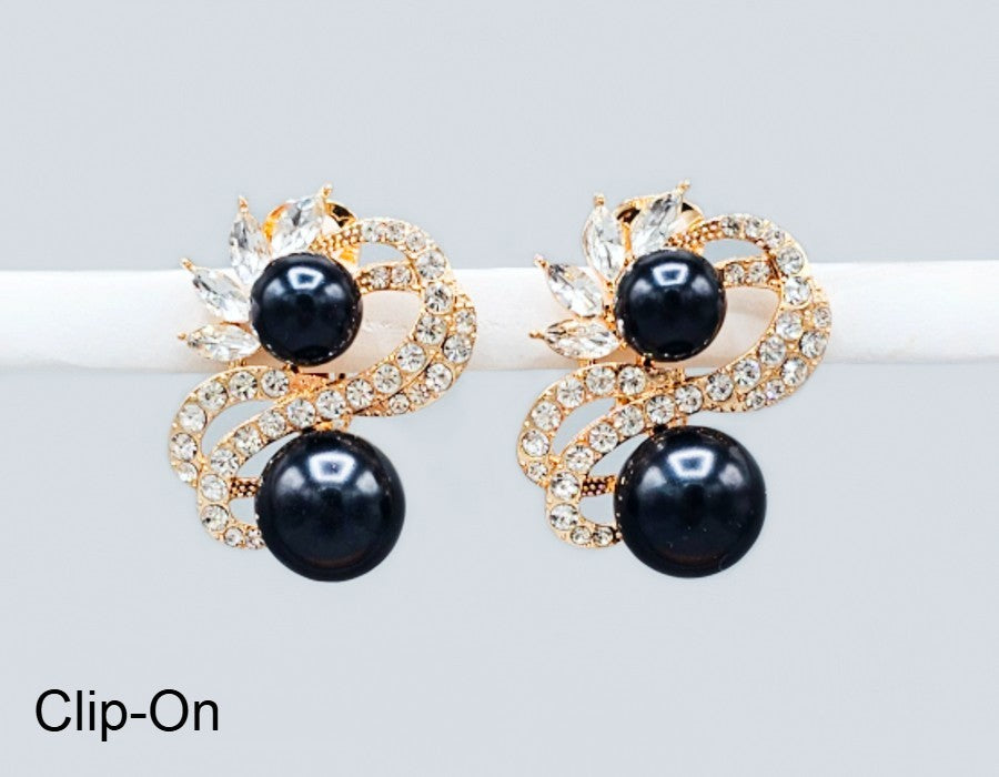 Fashion Double Pearl Clip-On Earrings #GE2746 - Multiple Colors (PC)