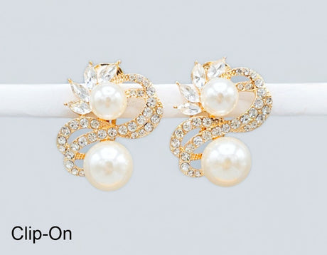 Fashion Double Pearl Clip-On Earrings #GE2746 - Multiple Colors (PC)