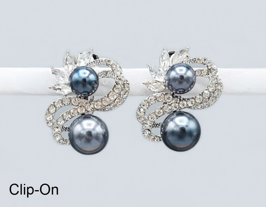 Fashion Double Pearl Clip-On Earrings #GE2746 - Multiple Colors (PC)