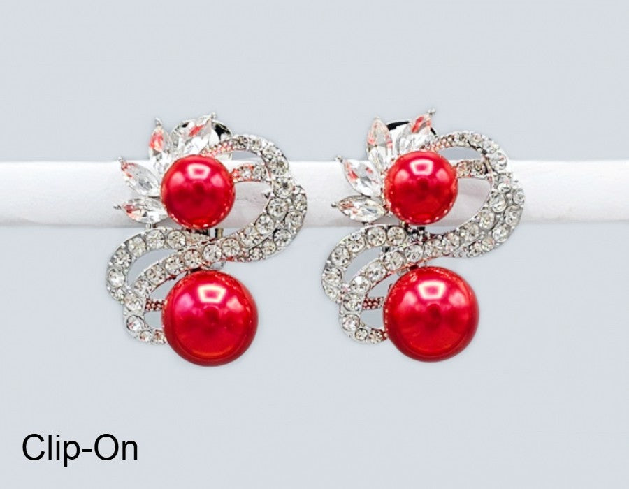 Fashion Double Pearl Clip-On Earrings #GE2746 - Multiple Colors (PC)