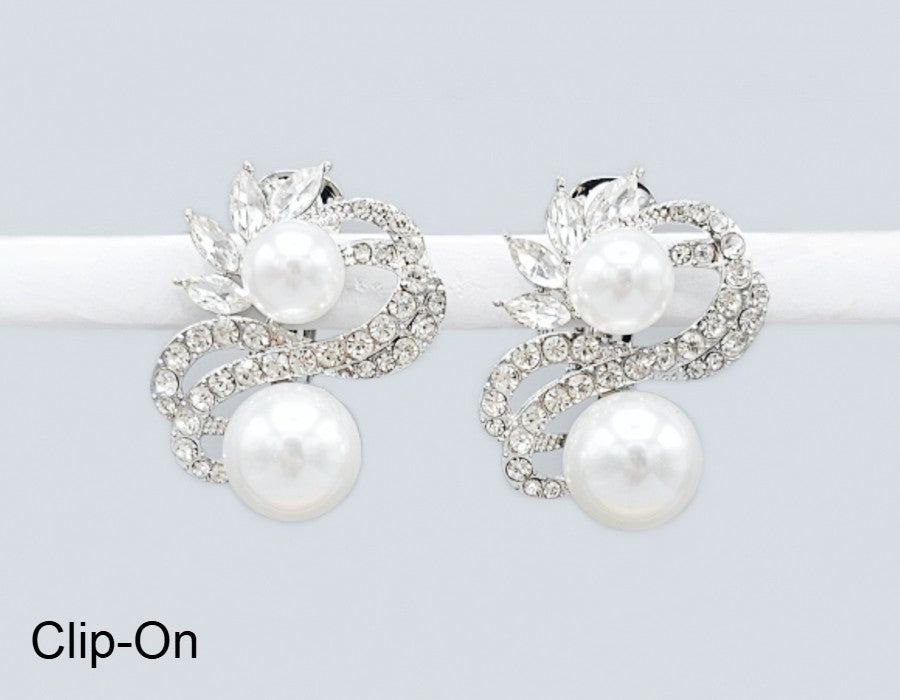 Fashion Double Pearl Clip-On Earrings #GE2746 - Multiple Colors (PC)