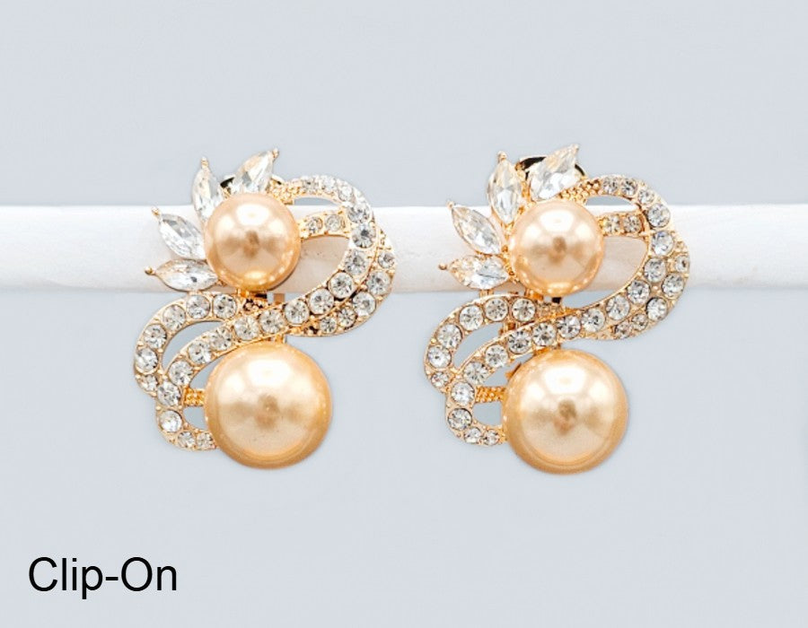 Fashion Double Pearl Clip-On Earrings #GE2746 - Multiple Colors (PC)